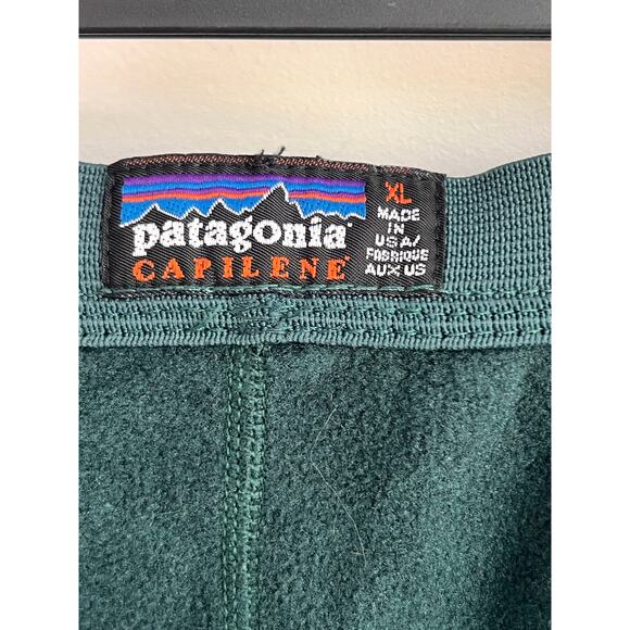 Patagonia Vintage USA Capilene Fleece Thermal Base Layer Bottom Hunter Green XL - Picture 6 of 9